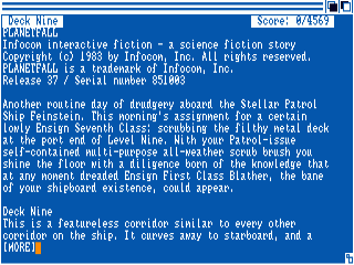 Planetfall title screen for Amiga